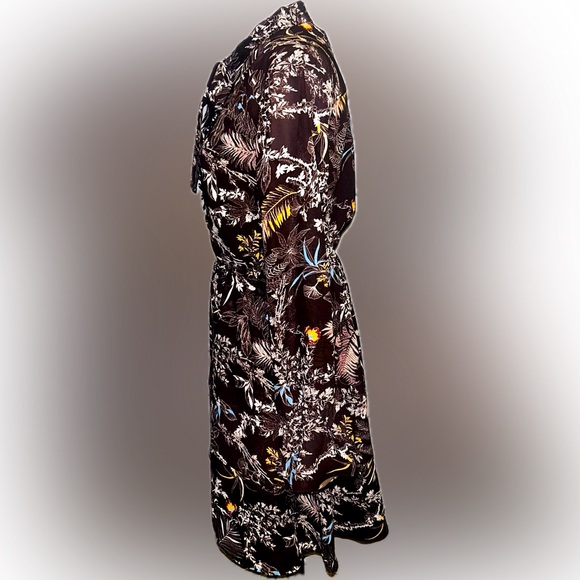 NWOT Derek Lam SZ38 Brown/white/blue multicolored Floral Tie-Neck Dress/bust 36” - Picture 4 of 7